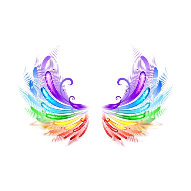 Rainbow Wings on a White Background by Blackmoon9