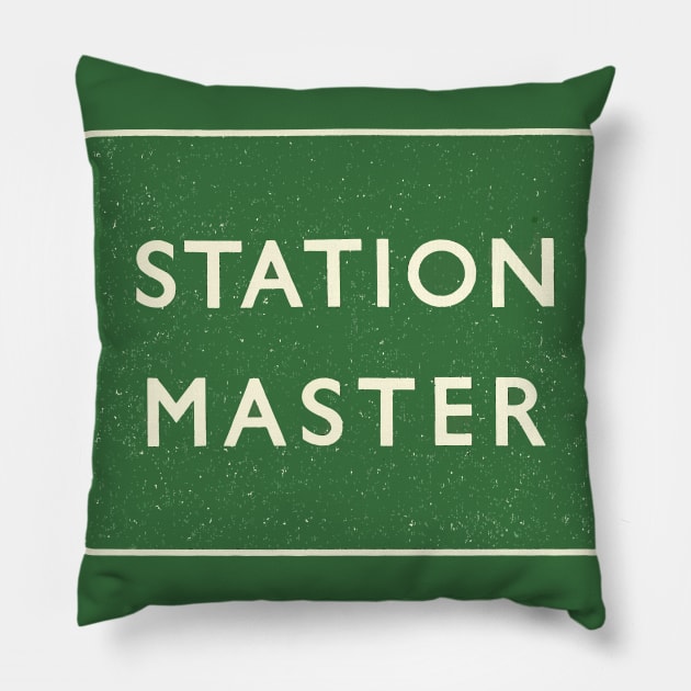 Vintage Railway Station Master Pillow by katmargoli