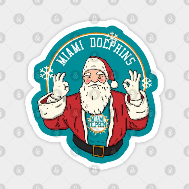 Santa Claus Loves Miami Dolphins Magnet by Luna Illustration