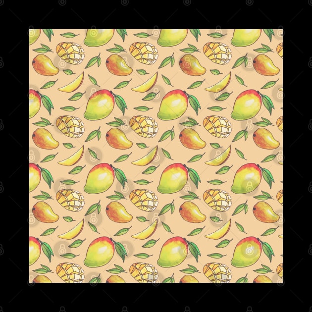 Watercolor pattern " delicious mango" by LsK House