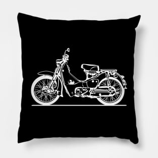 Super Cub Motorcycle White Sketch Art Pillow