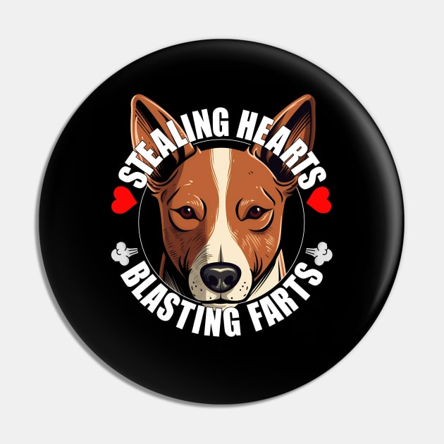 Funny Basenji Stealing Hearts Blasting Farts Dog Cute Puppy Pin by Sports Stars ⭐⭐⭐⭐⭐