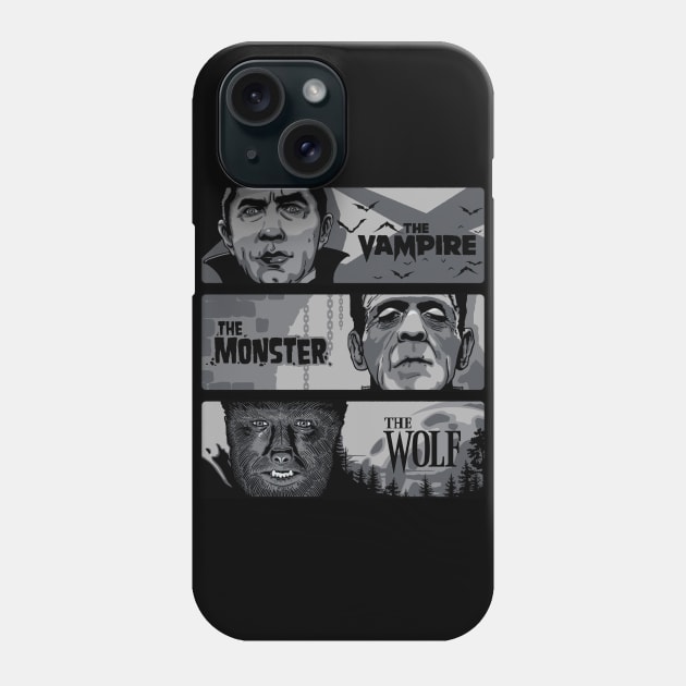 The Vampire The Monster and The Wolf Phone Case by Getsousa