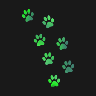 Green Watercolour Paw Prints T-Shirt