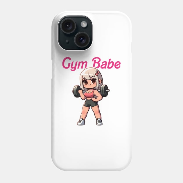 Cute Muscular Barbell Gym Babe Girl | Japanese Anime Illustration Phone Case by PawaPotto