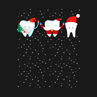 Dental Christmas Tooth Santa Snowman Reindeer T-Shirt