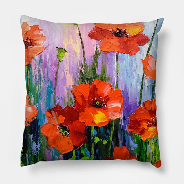 Poppies Pillow by OLHADARCHUKART