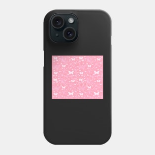 pink pattern with butterflies, flowers, stars and bokeh Phone Case