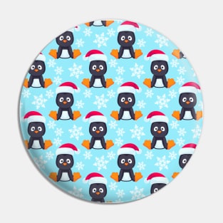 Penguins in Snowy Pattern Pin