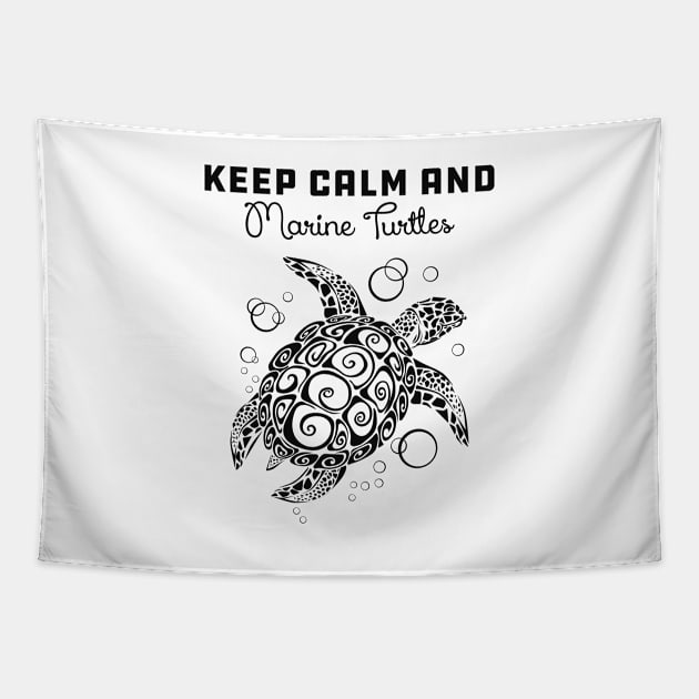 Marine Turtle - Keep calm and save marine turtles Tapestry by KC Happy Shop