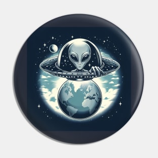 Grey Aliens in a UFO Pin