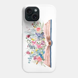 Watercolor Open Book with Florals Phone Case