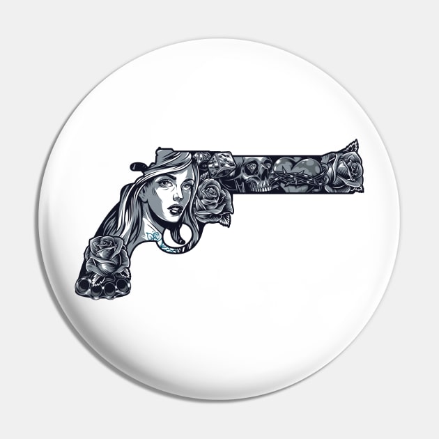 Chicano Gun Pin by Mako Design 