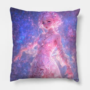 Anime Magical Fantasy Fairy Glowing in Pink Lights and Sparkles Pillow