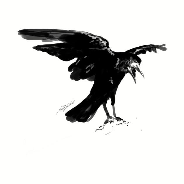 Handpainted Crow by KalebLechowsk