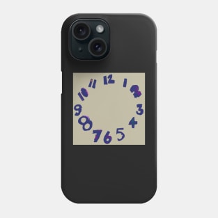 Navy Blue on Taupe Beige clock with numbers, watercolor and digital Phone Case