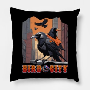 BIRD CITY BALTIMORE RAVEN AND ORIOLES OVER VIEW THE TOWN DESIGN Pillow