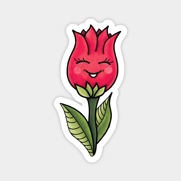 Cute Spring Flower Cartoon Character Magnet by Boriana Giormova