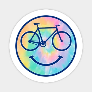 Bicycle happy smiley tie dye rainbows watercolors face Magnet