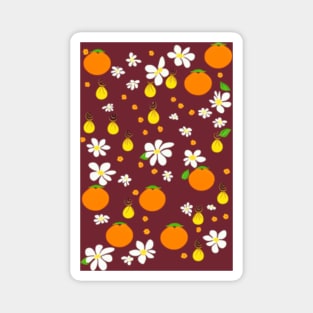 Oranges and Orange Blossom Pattern Magnet