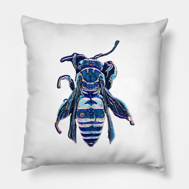 Blue moth bee wasp insect Pillow by CONCEPTDVS