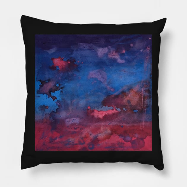 Pink Blue Purple Painting Pillow by fionatgray