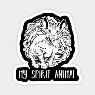 Sphynx Cat - My Spirit Animal - Cute Line-Art Cat Magnet