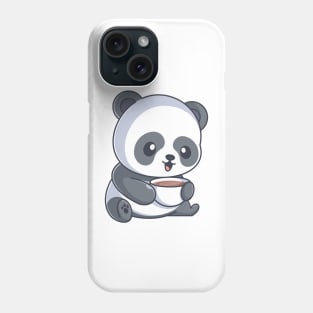 Cute panda drinking coffee Phone Case