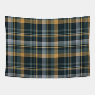 Dark Blue and Yellow Tartan Plaid Tapestry