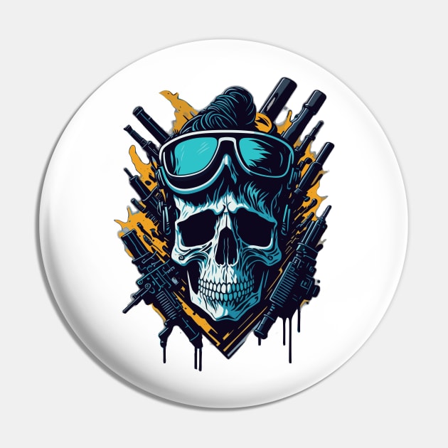 Evil skull with guns Pin by Absent-clo