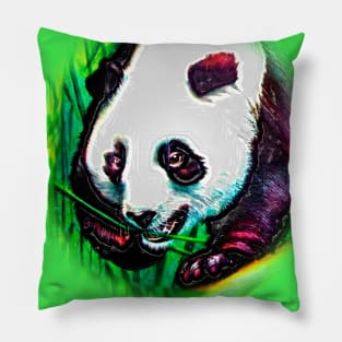 chinese panda eating bamboo Pillow