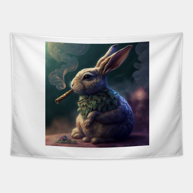 Rabbit smoking v2 Tapestry by AiArtPerceived