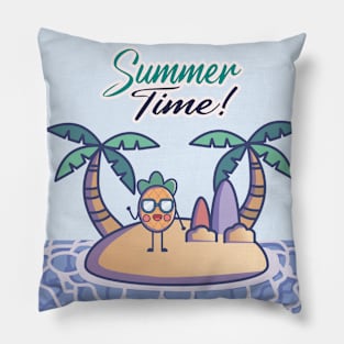 Mr. Pineapple at the Beach for Summer Time Doodle Pillow