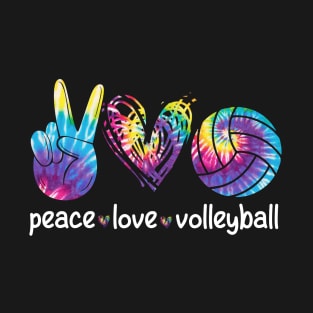 Peace Love Volleyball Player Tie Dye Style Women Teen Girls T-Shirt