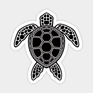 Green Sea Turtle Design - Black Magnet