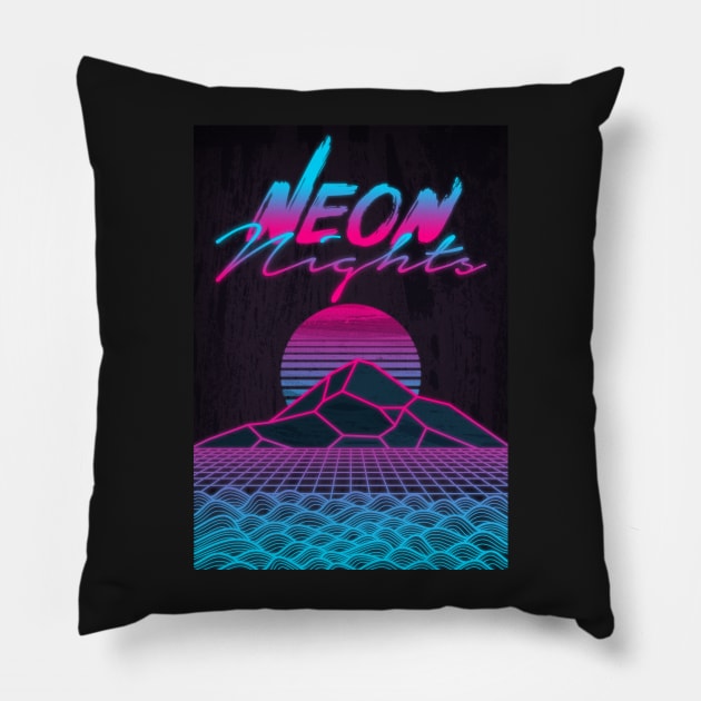 Neon Nights Pillow by DylanBlairIllustration