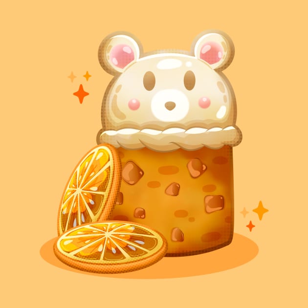 Bear Orange Cake by SayuriNishiArt