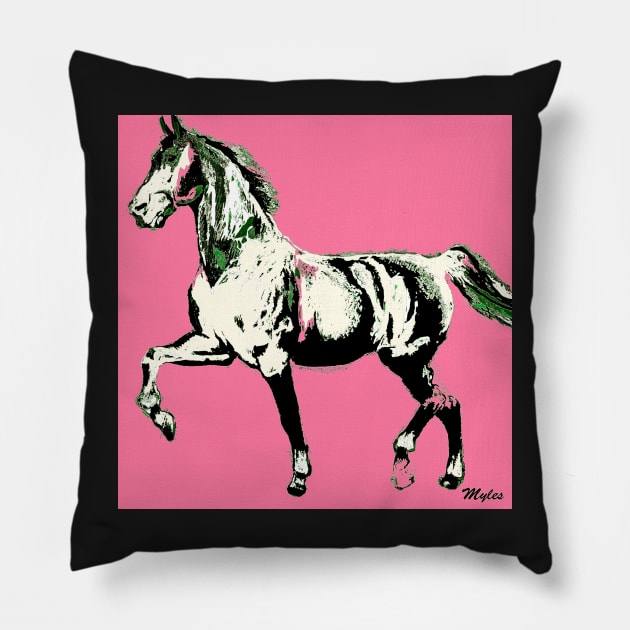 Horse :  The Pink Lady Walked By Pillow by Overthetopsm