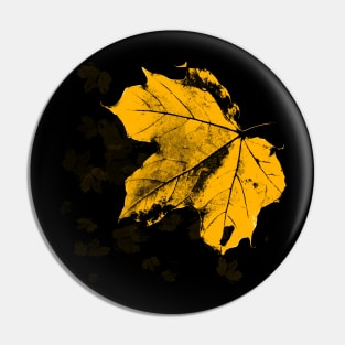 Golden Maple Leaf Pattern on Black Background Pin