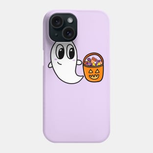 Cute Ghost with Trick or Treat Candy Bucket, made by EndlessEmporium Phone Case