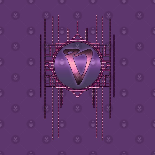 Vintage letter V Purple Glamour Artdeco Monogram by designsbyxarah