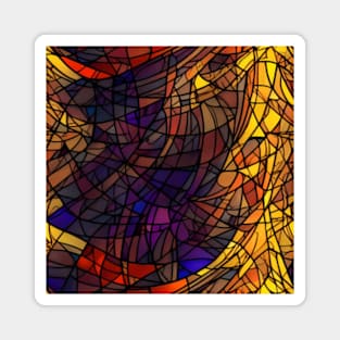 Stained Glass design pattern, seamless, golden tone, geometrical, abstract design. Magnet