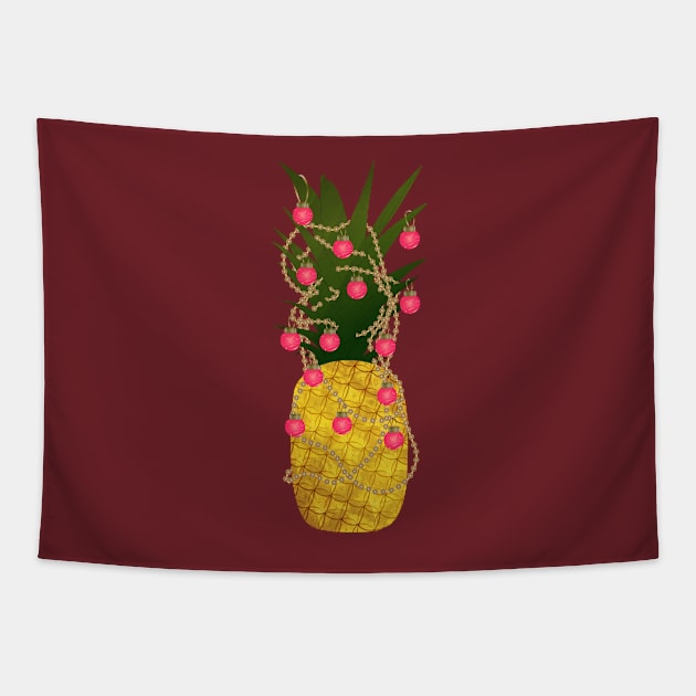 Pineapple with Christmas Garland Tapestry by calliew1217