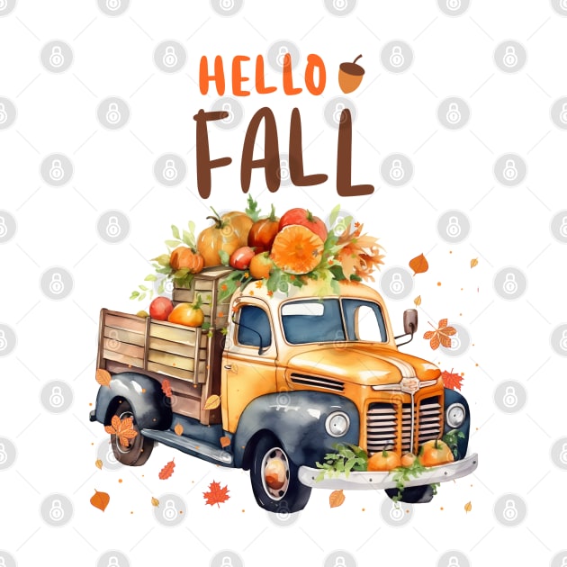 Hello Fall Retro Thanksgiving PickUp Truck by MyVictory