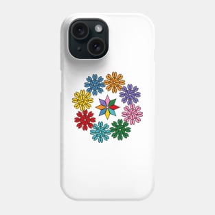 Multicolored geometric rhombuses, fantasy flower pattern Phone Case