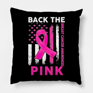 Back The  Breast Cancer Awareness American Flag Pillow