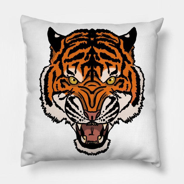 Angry tiger Pillow by Shyflyer