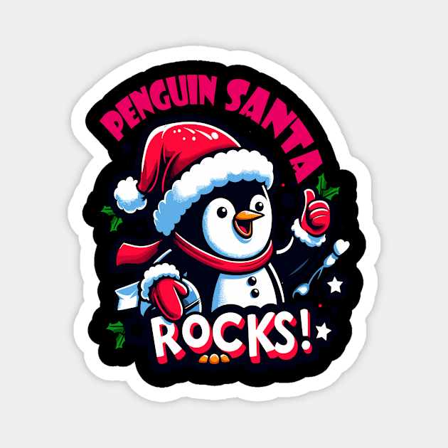 Penguin Santa Rocks Magnet by fionasdesign@gmail.com