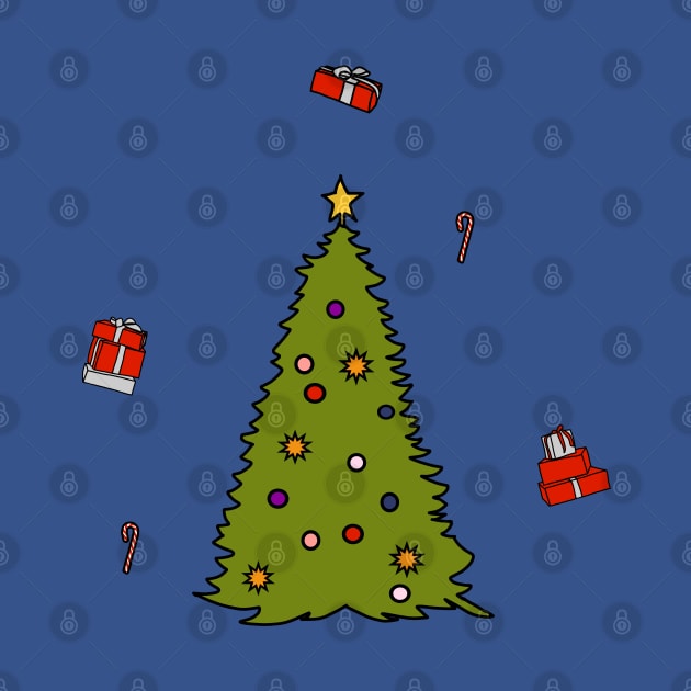 Christmas Tree with Decorations by ellenhenryart