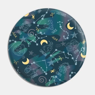 Astrology Zodiac Signs Night Sky Seamless Pattern Pin